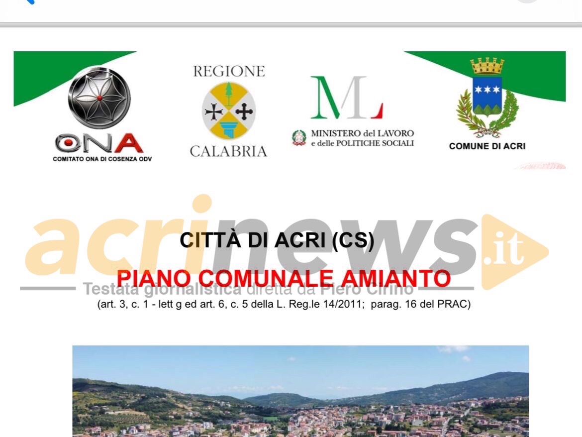 Il Consiglio Comunale Di Acri Approva Allunanimit Il Piano Comunale